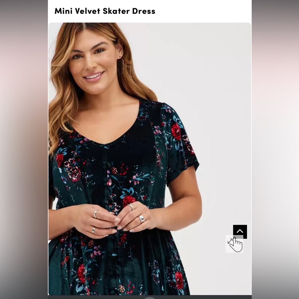 Floral Green Mini Velvet Skater Dress